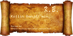 Kollin Benjámin névjegykártya